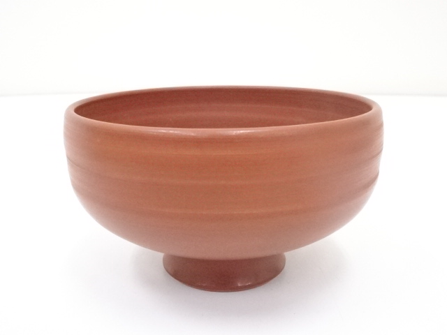 JAPANESE TEA CEREMONY RED CLAY TEA BOWL / CHAWAN
